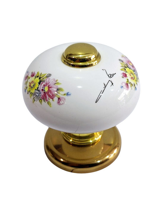 Italian Porcelain Front Door Knob Mandelli 10552-oro1 24k Gold Plated Dimensions 67×67×72 Mm