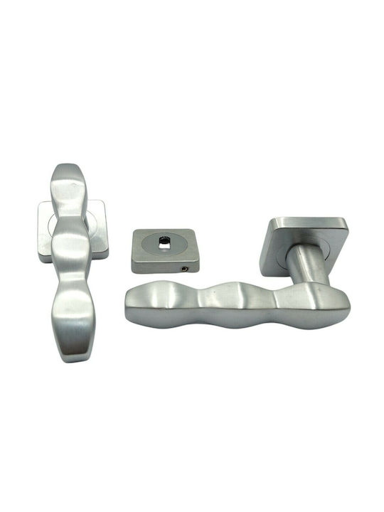 Italian Pair of Brass Door Lever Cal 4778-000-10c1 Matte Chrome