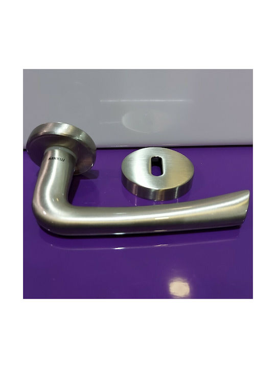 Italienisches Messing-Paar Türgriffe Mandelli 10472-12b1 Nickel Matt-Satin Maße 145×14×63 Mm