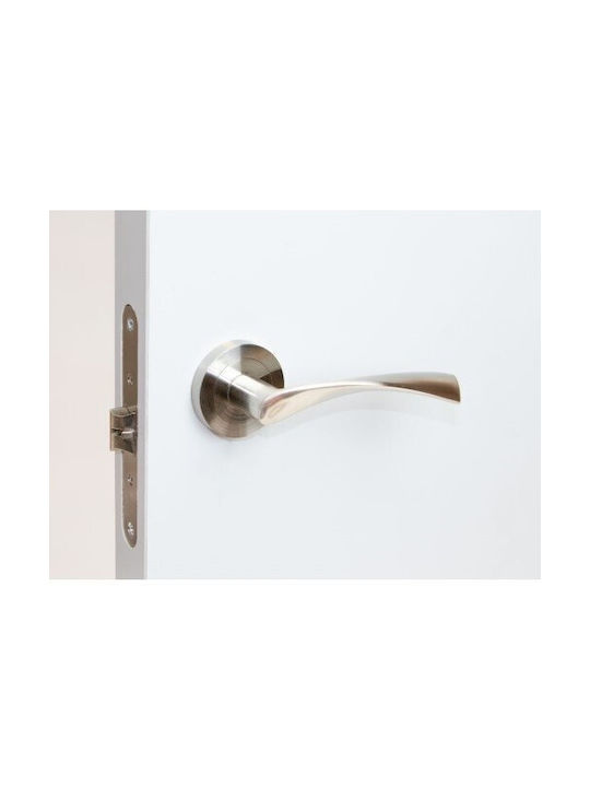 Πομολο Πορτας Ροζετα Finetto Αrt.801156 127x50mm Inox Σατινε Δεξί Εξώπορτας 243-801a145bsn-δεξί Εξώπορτας