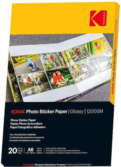 Kodak Photo Sticker Paper Gloss 120gsm A6x20 3510652