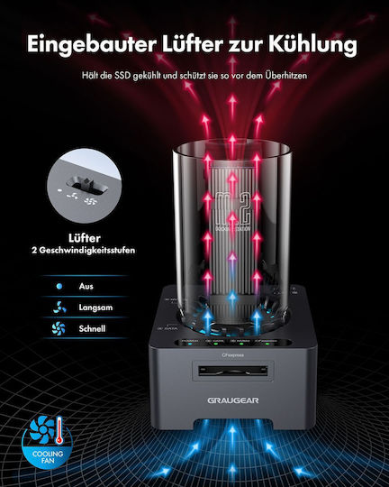 Graugear Docking Station for 2 Hard Drives SATA M.2 (2280)" with Connection USB-C (G-M2DK-CR-10G)