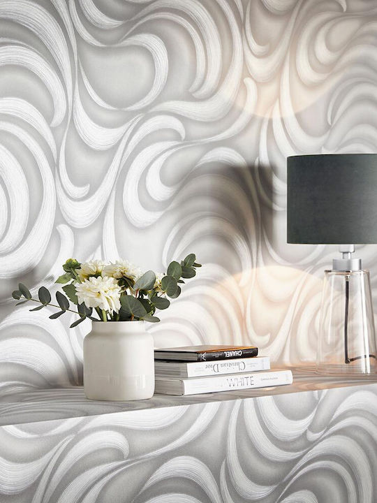 Modern Wall Wallpaper Waves Light Gray 1022031 0.53cm X 10m