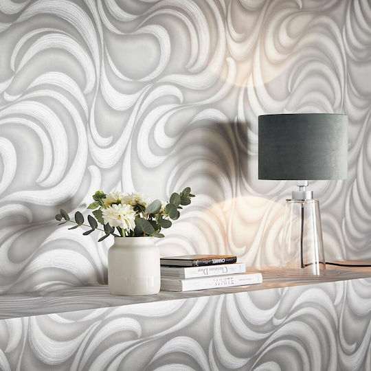 Tapet Modern Tapete Valuri Gri Deschis 1022031 0,53cm X 10m