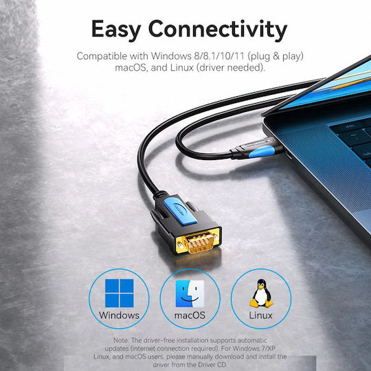 Vention Cable USB-A to RS232 9-pin male 1m (VAS-C02-B100) 1pcs