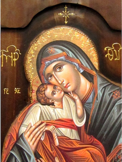 Wooden Saint Icon K4 Holy Mary & Jesus Christ 2 52x28 Cm