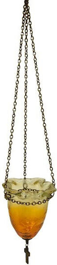 Vigil Oil Lamp Hanging Fusing Glass Two-Tone Honey 45cm