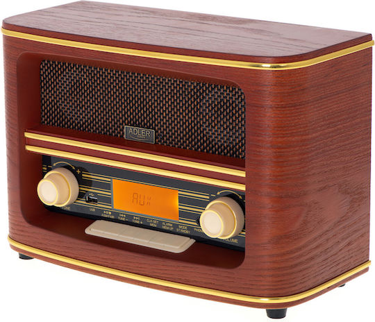 Adler AD1187 Retro Φορητό Ραδιόφωνο Ρεύματος με Bluetooth και USB Καφέ