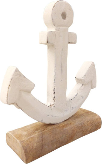 Ancoră Albă Din Lemn Pentru Masă Handmade 12.5x18cm