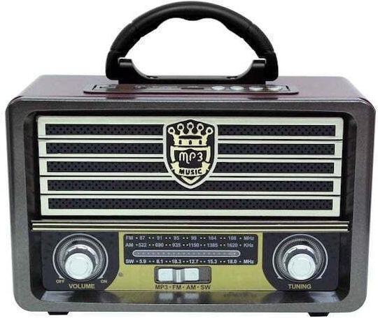 Meier MD113BT Retro Φορητό Ραδιόφωνο Επαναφορτιζόμενο με Bluetooth και USB Μαύρο