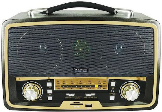 KEMAI MD-1701U Retro Επιτραπέζιο Ραδιόφωνο Επαναφορτιζόμενο με USB Μαύρο