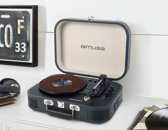 Muse MT-201 MT-201DG Βαλιτσάκι Πικάπ με Προενίσχυση και Ενσωματωμένα Ηχεία Μαύρο