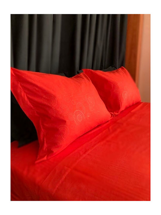 Decotelia Duvet Cover Set Double Microsatin Red 220x240 Red Spiral