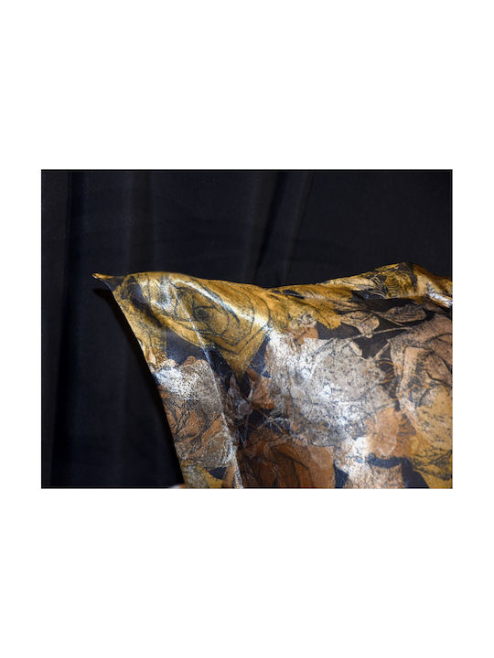 Decotelia Σατέν Μαξιλαροθήκη Χρυσό Λουλούδι Oxford 50x70+5 Premium Gold Rose