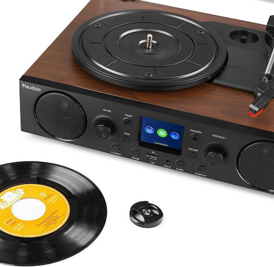 Audizio Tulsa Audio Centre 102.194 Pick-Up cu Preamp și Difuzoare încorporate Maro Radio FM, Radio DAB+