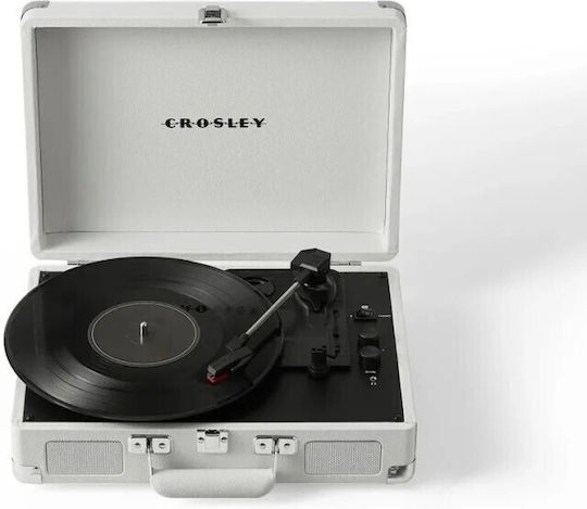 Crosley Cruiser Plus Suitcase Turntables with Preamp and Built-in Speakers White Sand