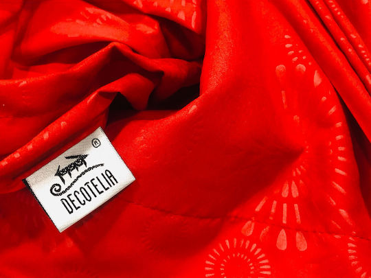 Decotelia Παπλωματοθήκη Σετ Υπέρδιπλη Microsatin Κόκκινο 220χ240 Red Spiral