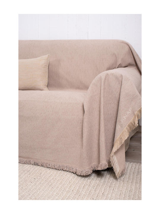 Naf Naf Highline Four-Seater Sofa Throw Chenille 180x350cm Dk Beige 358-135