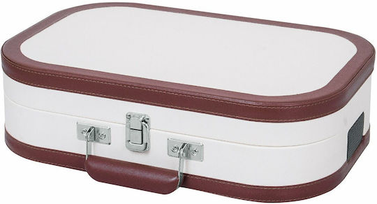 Trevi Suitcase Turntables with Preamp and Built-in Speakers Beige