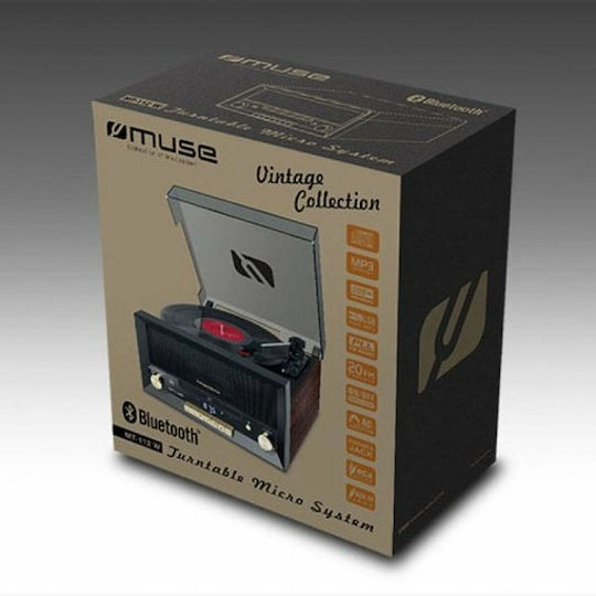 Muse MT-112 W Turntables with Preamp and Built-in Speakers Black