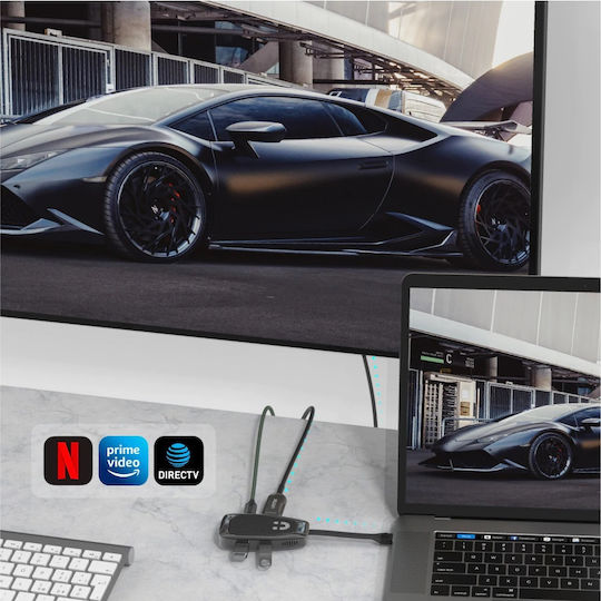 Unitek USB-C Docking Station με HDMI 4K PD Γκρι (D1053A)