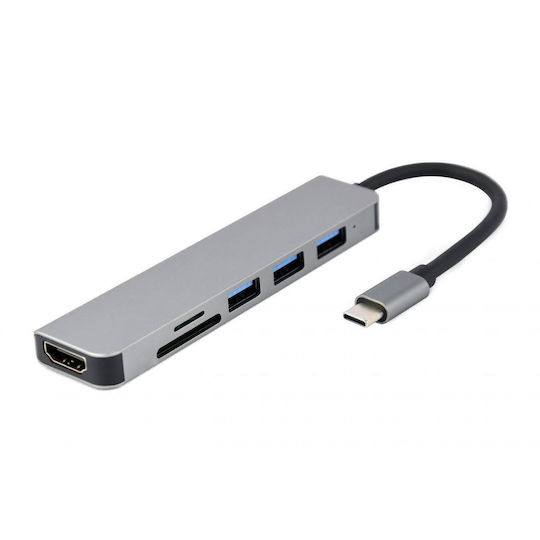 Cablexpert USB-C Docking Station με HDMI 4K Γκρι (A-CM-COMBO6-02)