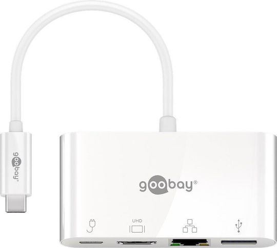 Goobay USB-C Docking Station με HDMI 4K PD Ethernet Λευκό (62105)