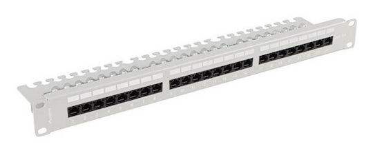 Lanberg Пач панел за рафт 1U 19" 24 порта Сив