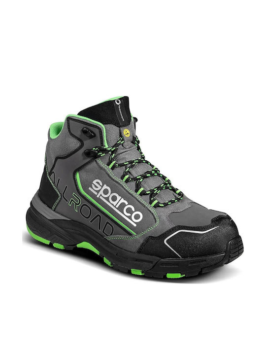 Sparco Αδιάβροχο Μποτάκι Ασφαλείας All Road High S3 Src Γκρι Πράσινο 07529