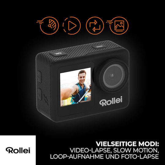 Rollei D2Pro Cameră de Acțiune 4K Ultra HD Subacvatică (cu Carcasă) cu Ecran Tactil 2" și Wi-Fi Neagră