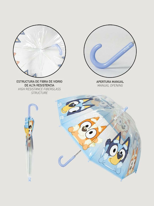 Bluey Umbrelă pentru copii Baston Bluey Albastru cu diametrul de 71cm.