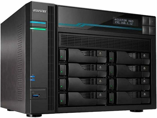 Asustor Lockerstor 8 (AS6508T) NAS Tower με 8 θέσεις για HDD/M.2/SSD και 2 θύρες Ethernet