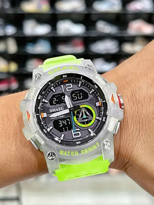 Smael Digital Men's Watch Battery with Yellow Rubber Strap