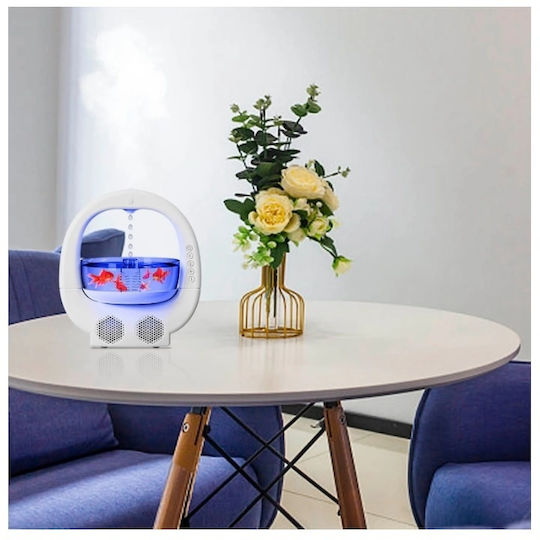 Umidificator Multifuncțional Bol Pentru Pești Picătură de Apă Boxă Bluetooth 6 Culori RGB Capacitate 700 Ml Dimensiuni 23 X 25.6 X 16.2 Cm Fabricat Din ABS Alb