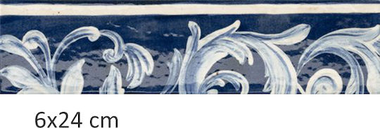 Fregio Blau Maiolica 6x24 cm Marca Corona Fliesen