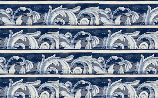 Fregio Blau Maiolica 6x24 cm Marca Corona Fliesen