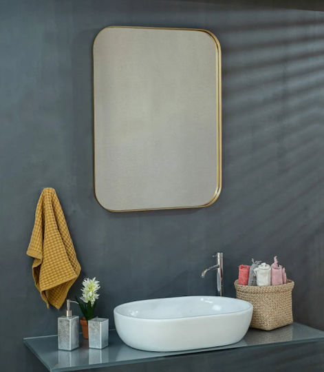 Кремаст Огледало Iron Curved Angle 60x80 Правоъгълно Матирано Браширано Inox