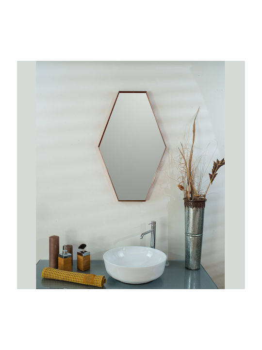 Κρεμαστός Καθρέπτης Iron Polygon 50x80 Εκ Led Gold Mat Χρυσό