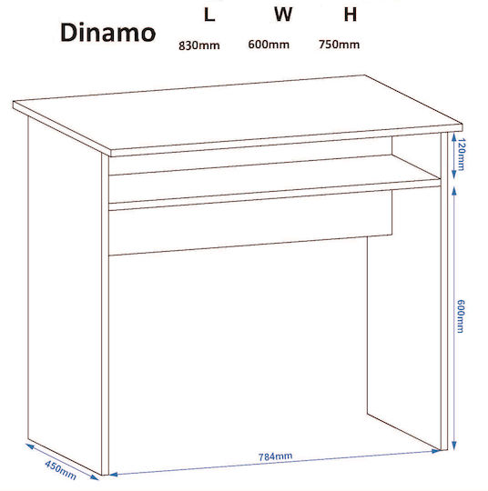 Γραφείο Ξύλινο Dynamo Ρουστίκ 83x60x75