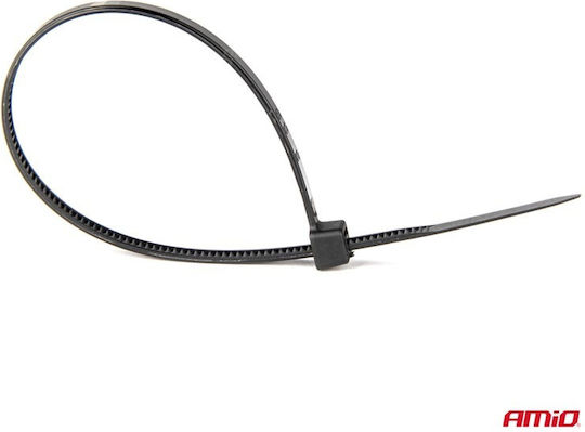 AMiO Plastic Cable Ties 200mmx2.5mm in Black Colour 100pcs 02152