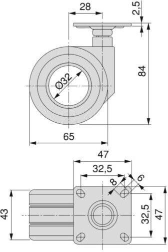 Möbelbeine Satz 4Stücke Emuca 2041214 Φ-65mm Schwarze