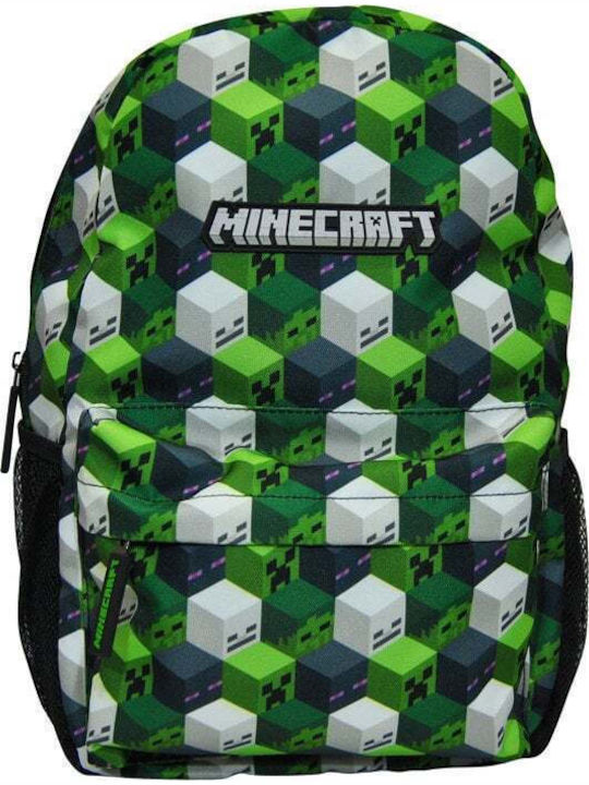 Kids Licensing Minecraft Σχολική Τσάντα Πλάτης Γυμνασίου - Λυκείου Πράσινη με Θήκη για Παγούρι