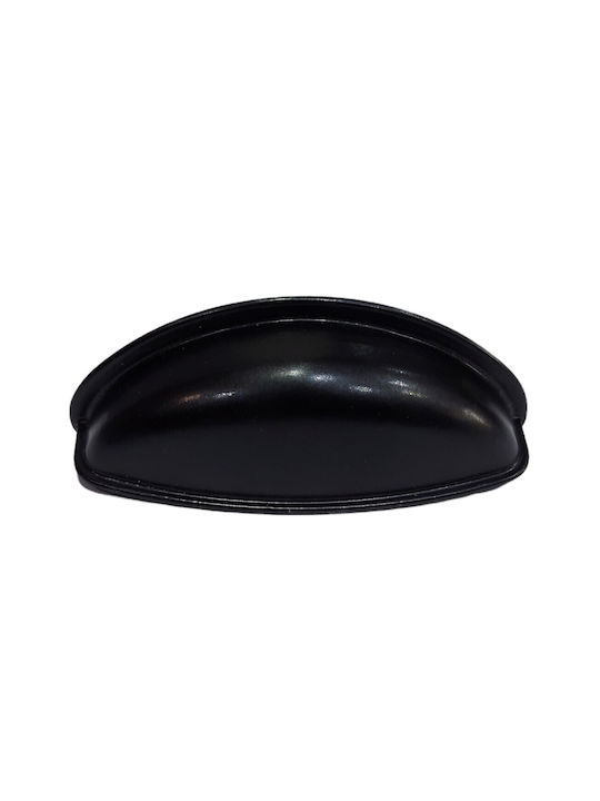 Black Italian Furniture Flush Handle Eureka 9413-064-mau Matte Finish Diameter 6.4cm