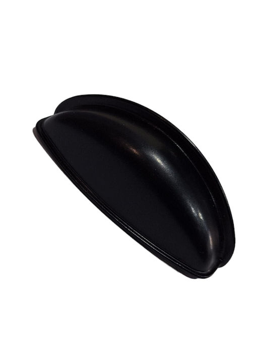 Black Italian Furniture Flush Handle Eureka 9413-064-mau Matte Finish Diameter 6.4cm