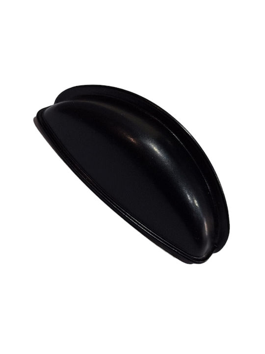 Black Italian Furniture Flush Handle Eureka 9413-064-mau Matte Finish Diameter 6.4cm