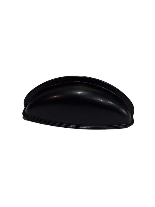 Black Italian Furniture Flush Handle Eureka 9413-064-mau Matte Finish Diameter 6.4cm