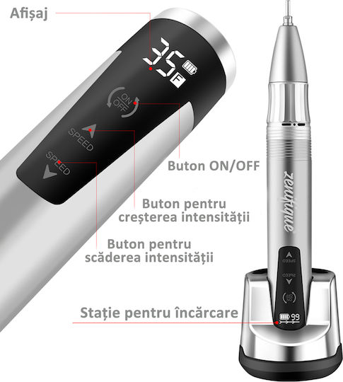 Zenifique Freză pentru Unghii Electrică Gri cu 35000 Rotiri pe Minut