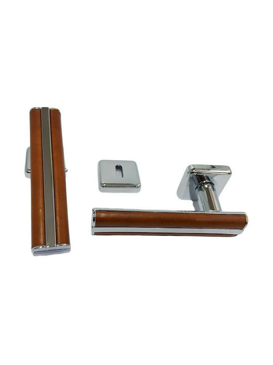 Obispa 4090-ino1 Leder Paar Türgriffe Chrom Glänzend