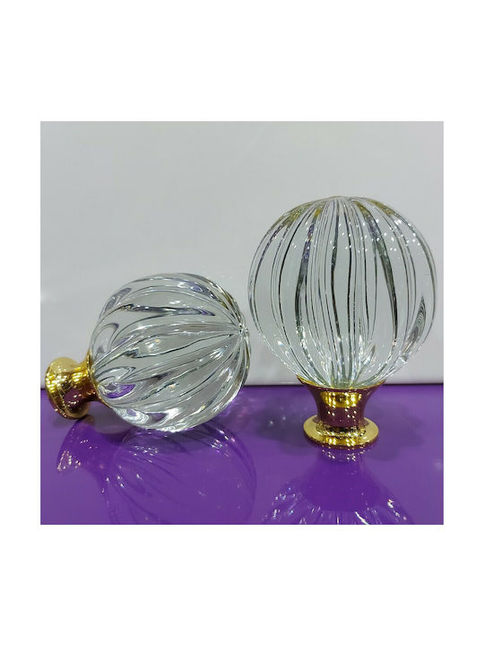 Spanish Brass Front Door Knob Viher 4866-Gold Murano Crystal