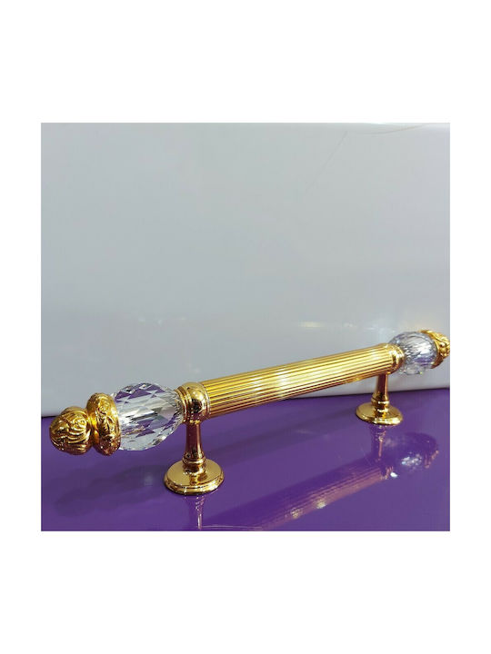 Spanish Brass Front Door Handle Mestre 4922-swa Swarovski Crystal Dimension 25.0cm